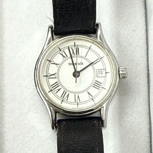 Tiffany & Co. Roman Numeral Date  Swiss Quartz Dress Watch 18-082 Original Band